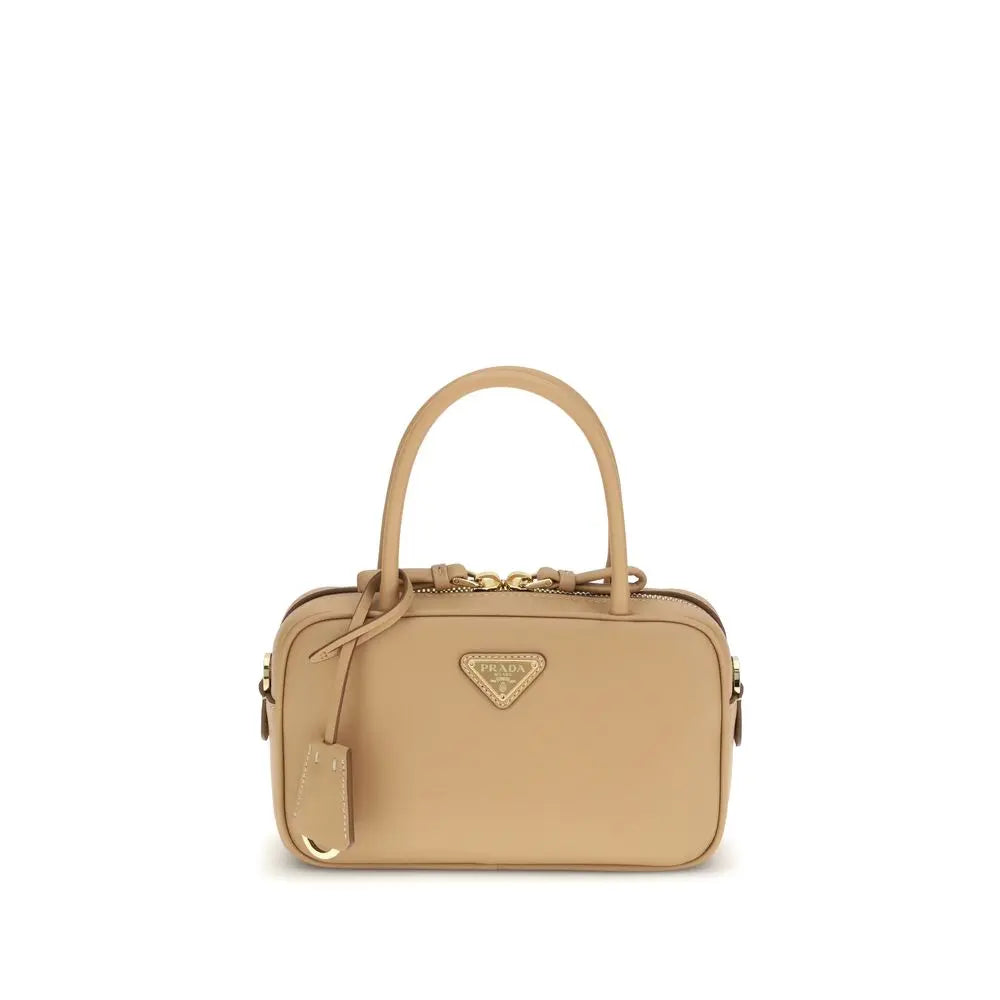 Beige Calf Leather Bos Taurus Handbag Prada