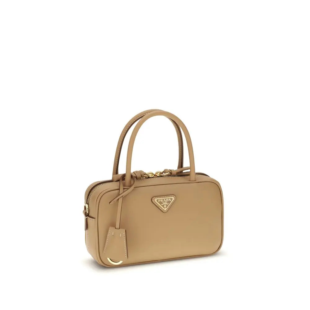 Beige Calf Leather Bos Taurus Handbag Prada