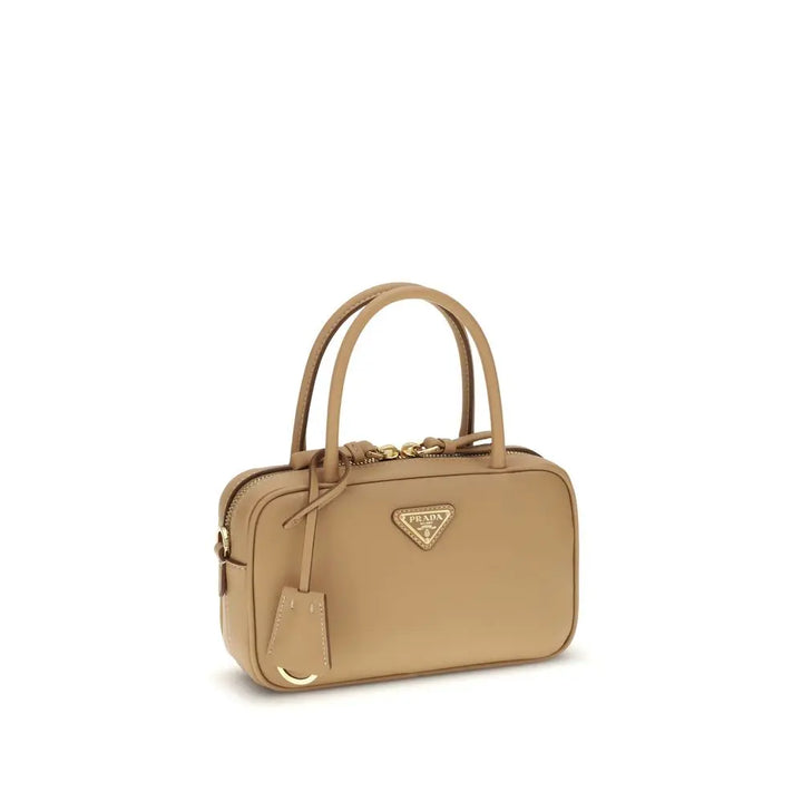 Beige Calf Leather Bos Taurus Handbag Prada