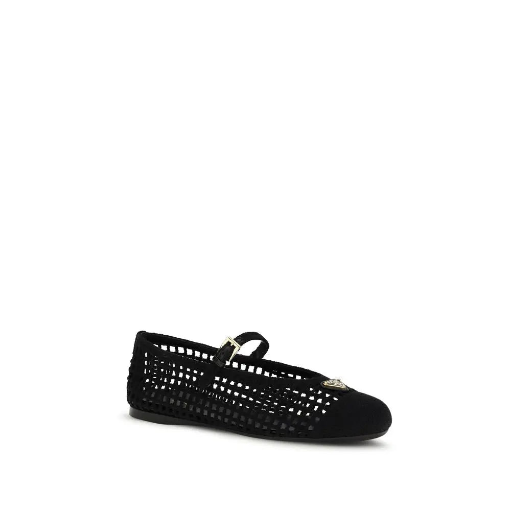 Black Cotton Ballet Flats Prada
