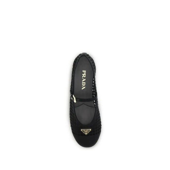 Black Cotton Ballet Flats Prada