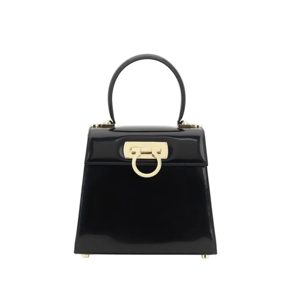Black Calf Leather Bos Taurus Handbag Ferragamo