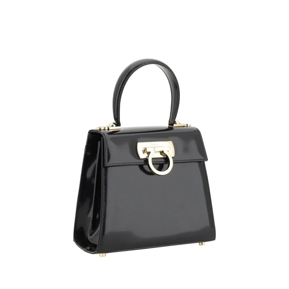 Black Calf Leather Bos Taurus Handbag Ferragamo