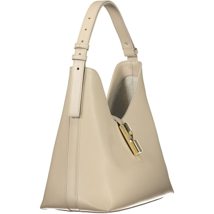 Beige Leather Women Handbag Furla