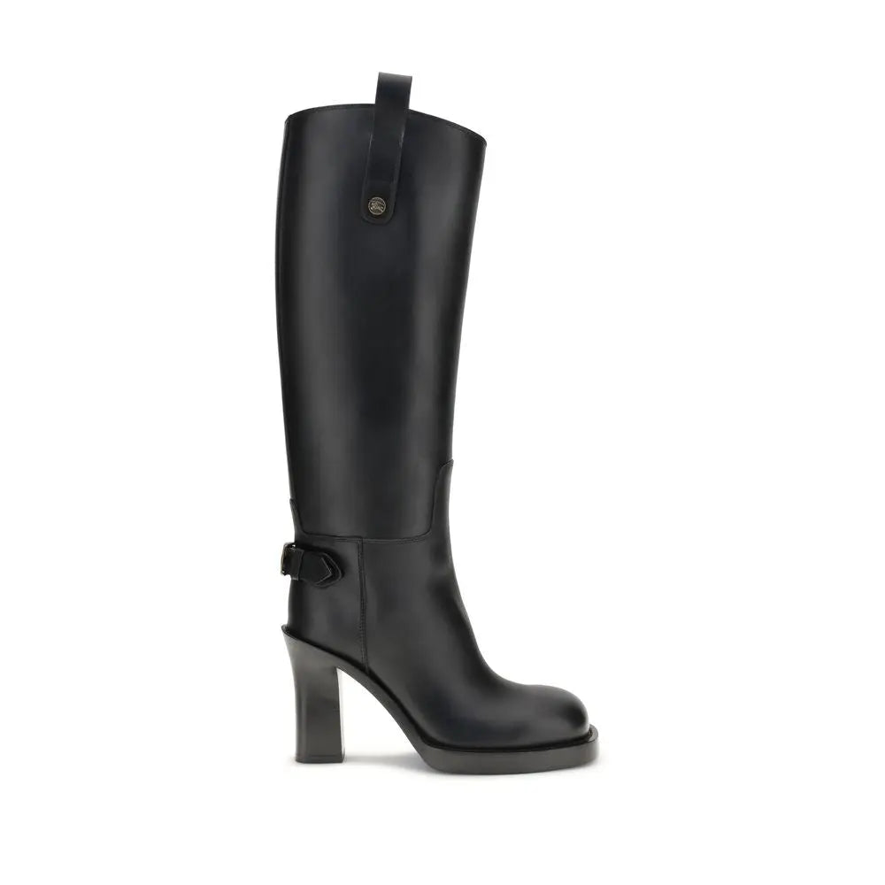 Black Calf Leather Bos Taurus High Heel Boots Burberry