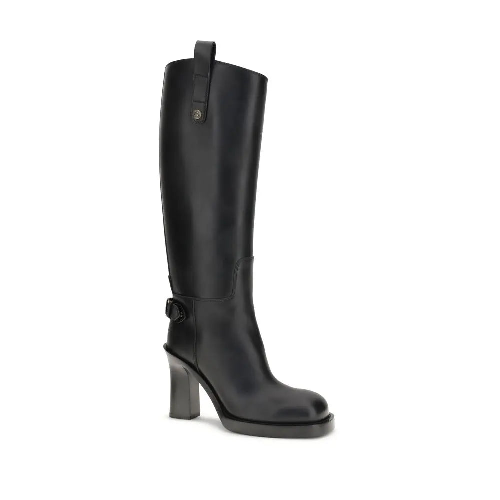 Black Calf Leather Bos Taurus High Heel Boots Burberry