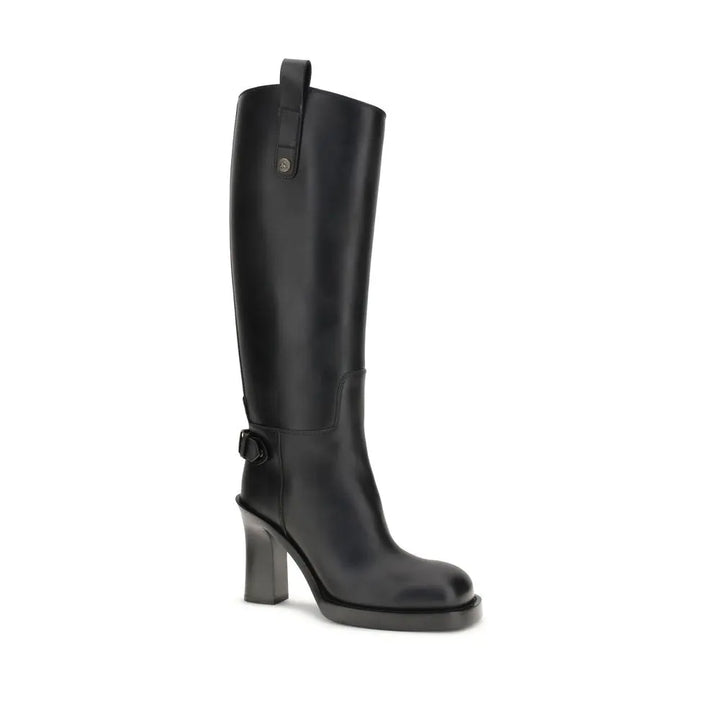 Black Calf Leather Bos Taurus High Heel Boots Burberry