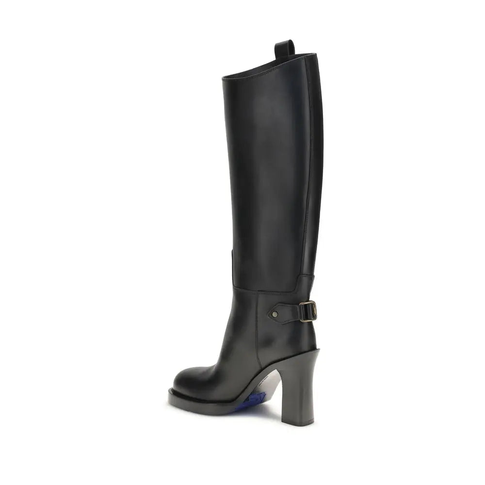 Black Calf Leather Bos Taurus High Heel Boots Burberry