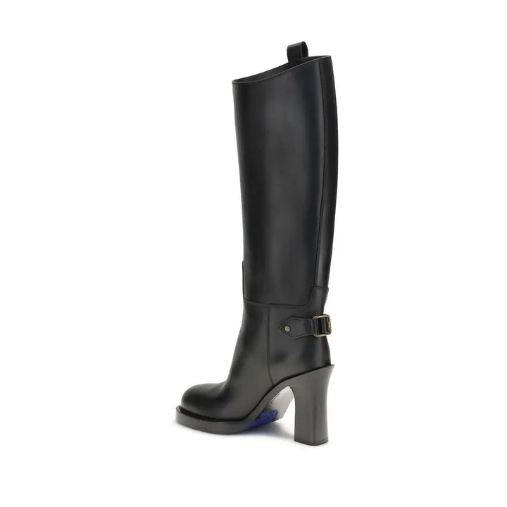 Black Calf Leather Bos Taurus High Heel Boots Burberry