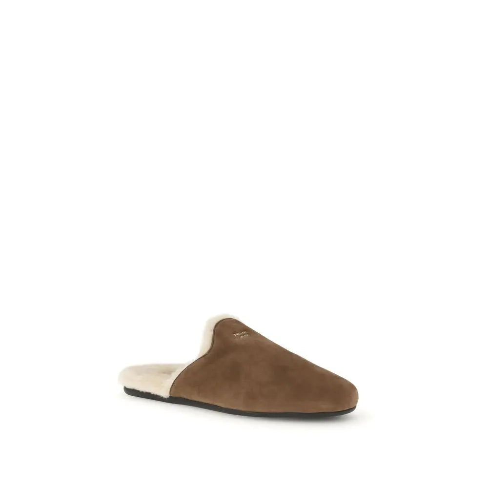 Brown Calf Leather Bos Taurus Mules Prada