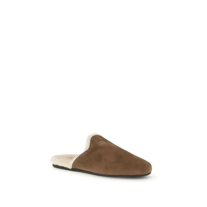 Brown Calf Leather Bos Taurus Mules Prada