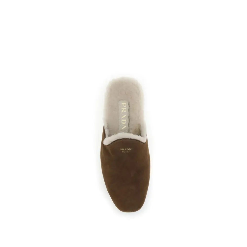 Brown Calf Leather Bos Taurus Mules Prada