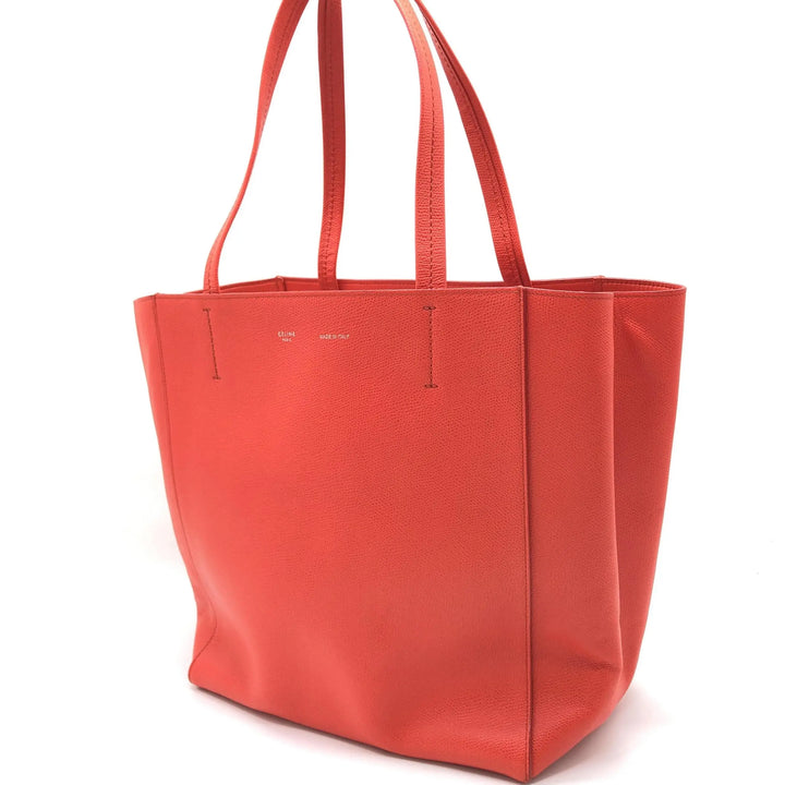 Cabas Phantom Red Pebbled Leather Tote Bag Celine