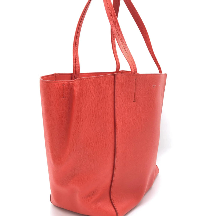 Cabas Phantom Red Pebbled Leather Tote Bag Celine