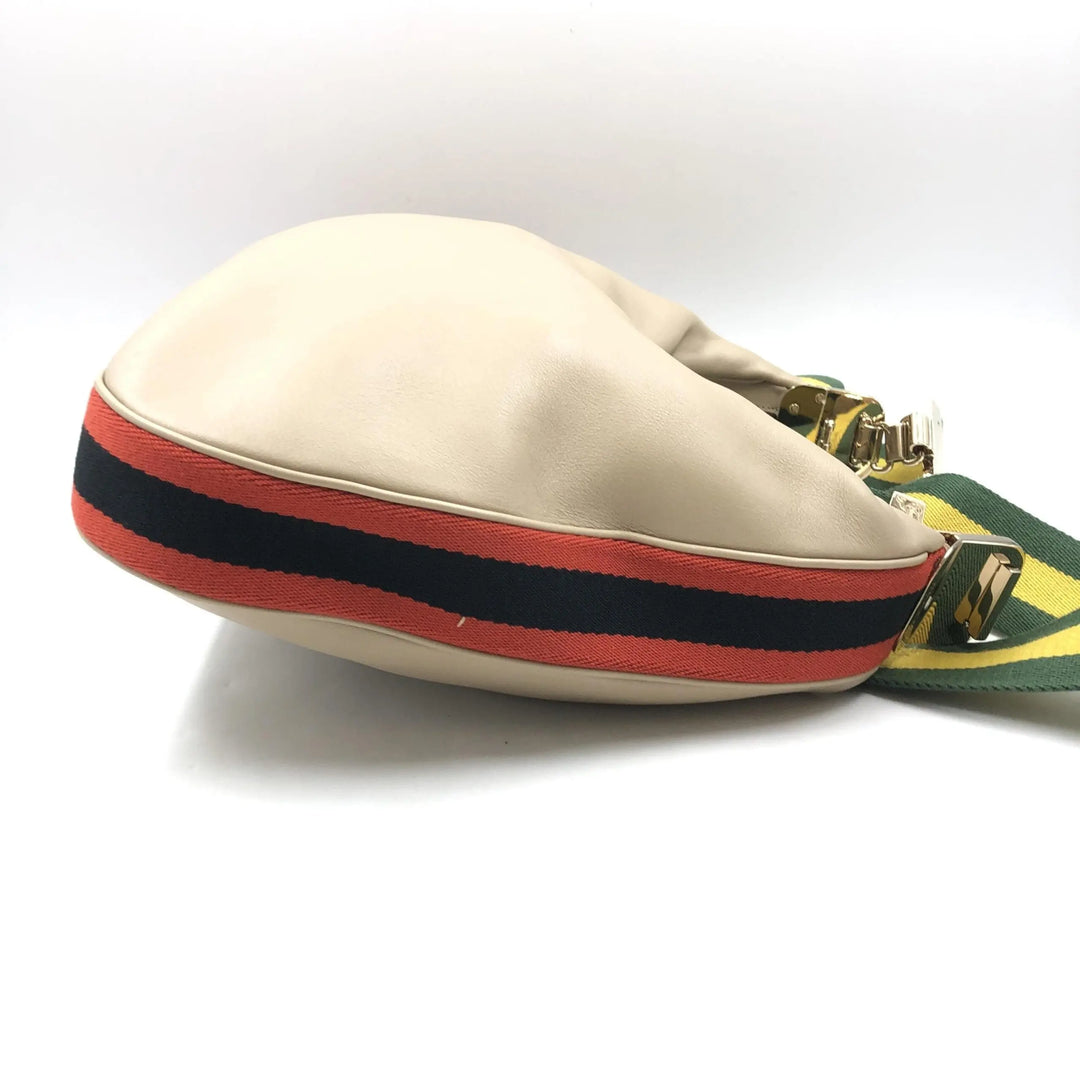 Gucci Aria Calfskin Web Large Attache Shoulder Bag Beige Gucci