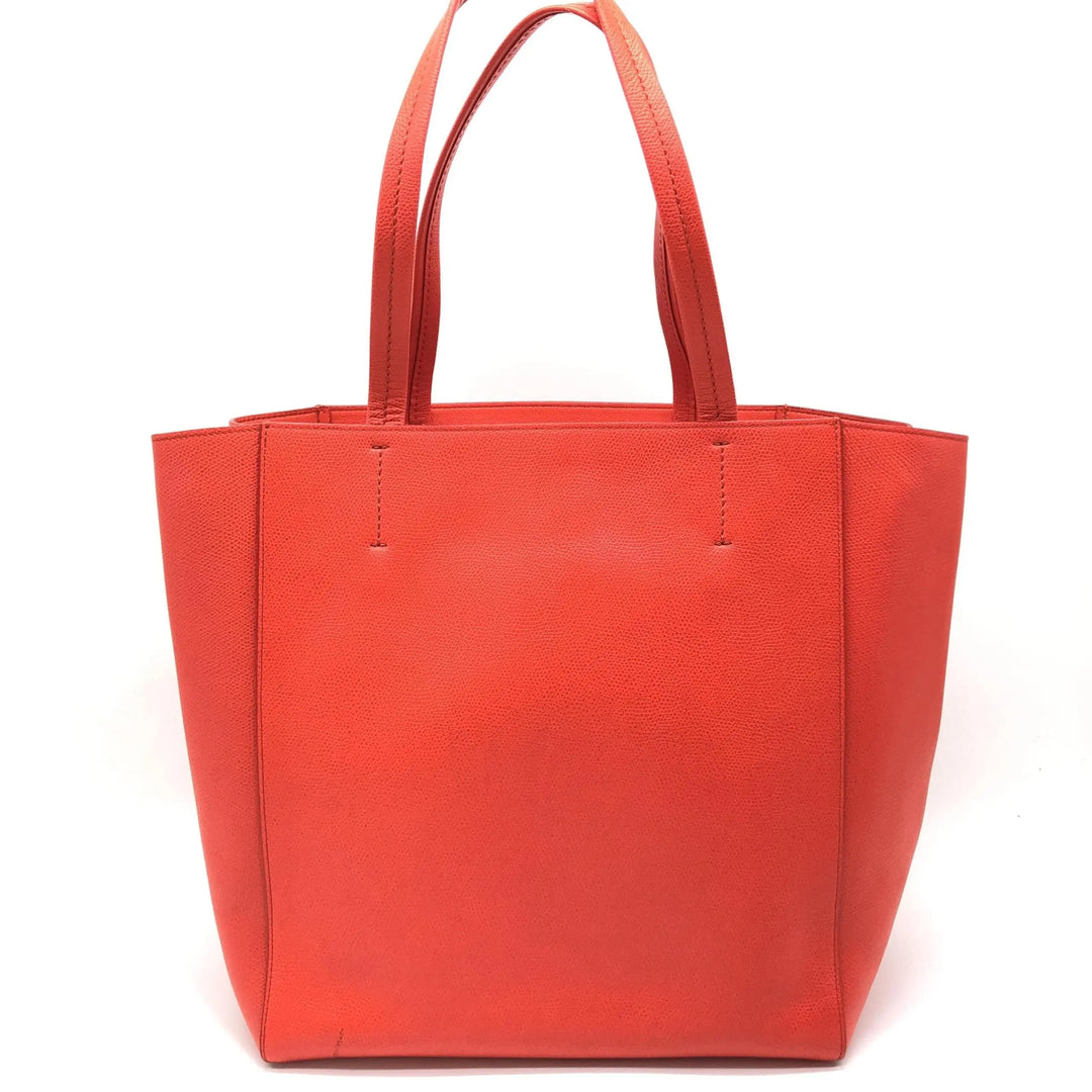 Cabas Phantom Red Pebbled Leather Tote Bag Celine
