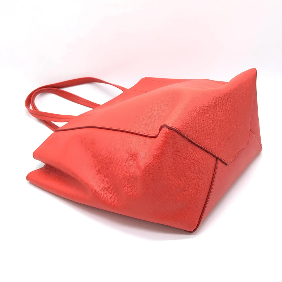Cabas Phantom Red Pebbled Leather Tote Bag Celine