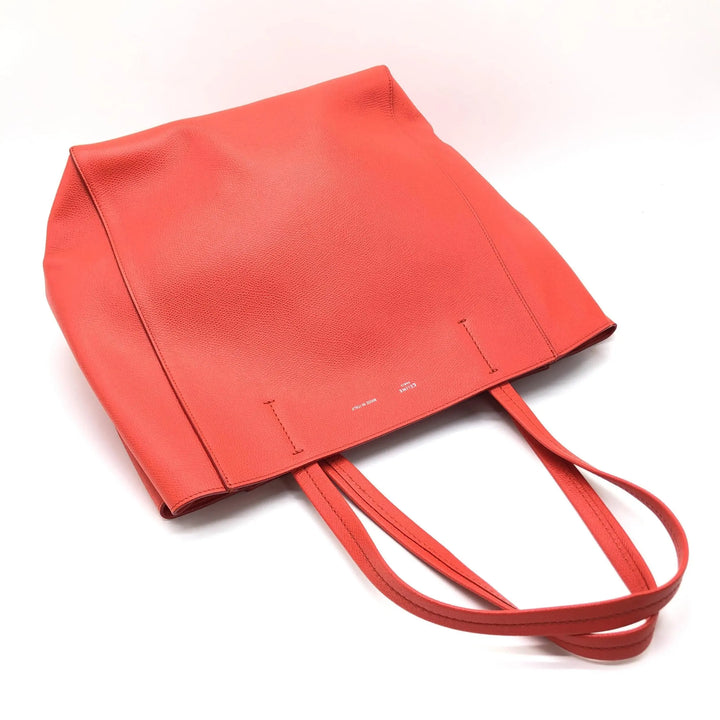 Cabas Phantom Red Pebbled Leather Tote Bag Celine