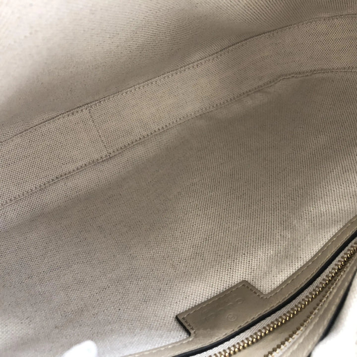 Gucci Aria Calfskin Web Large Attache Shoulder Bag Beige Gucci