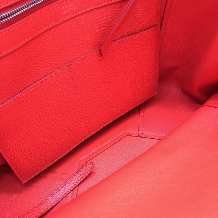 Cabas Phantom Red Pebbled Leather Tote Bag Celine