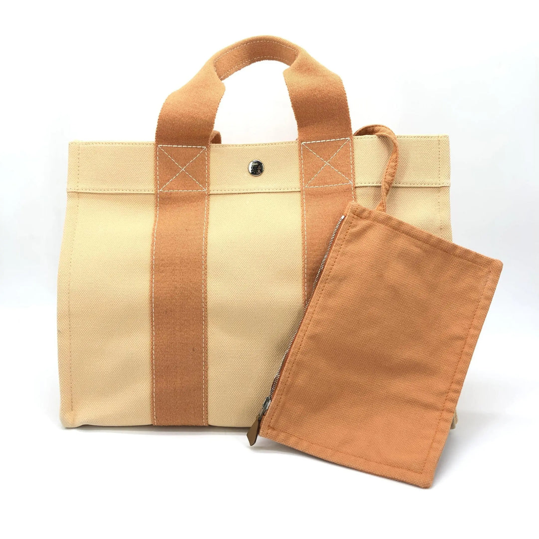 Canvas Tote Bag In Pastel Orange Hermès