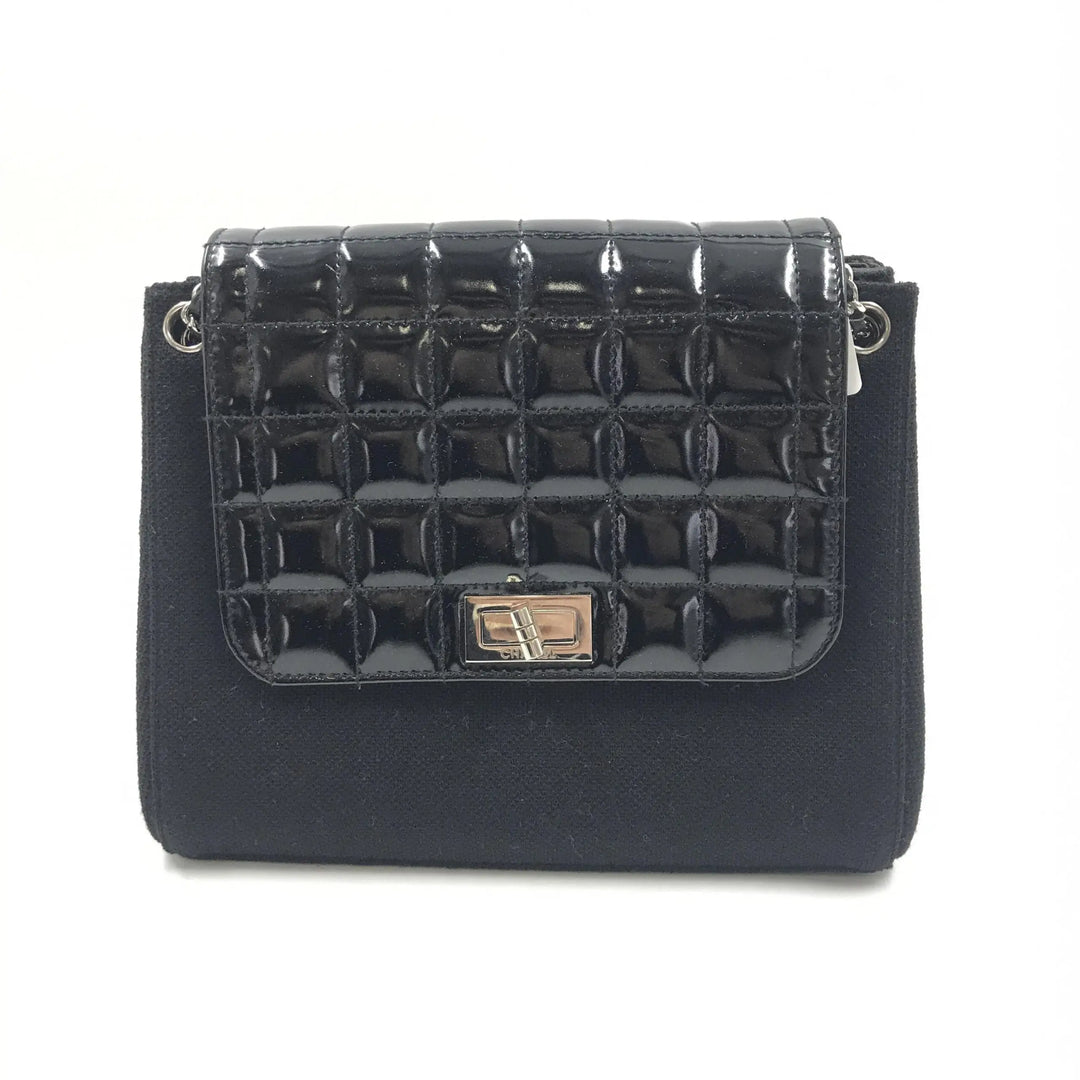 Chocolate Bar Patent Leather Shoulder Bag Chanel