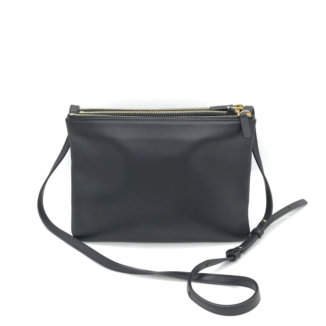 Trio Black Leather Shoulder Bag Celine