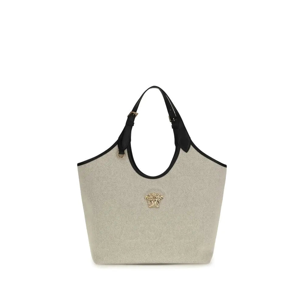 Beige Cotton Shoulder Bag Versace