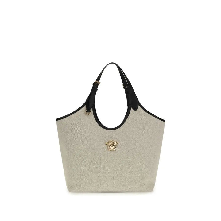 Beige Cotton Shoulder Bag Versace