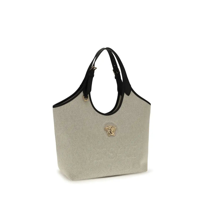 Beige Cotton Shoulder Bag Versace