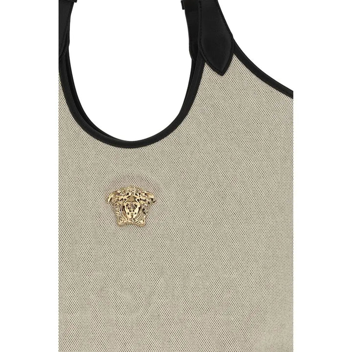 Beige Cotton Shoulder Bag Versace