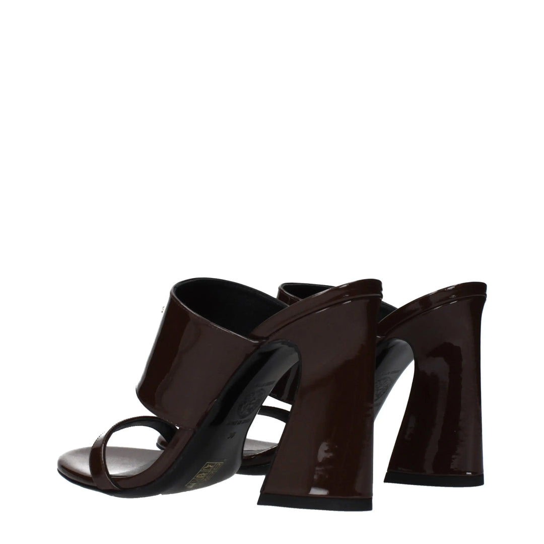 Brown Leather Stiletto Heel Sandals Versace