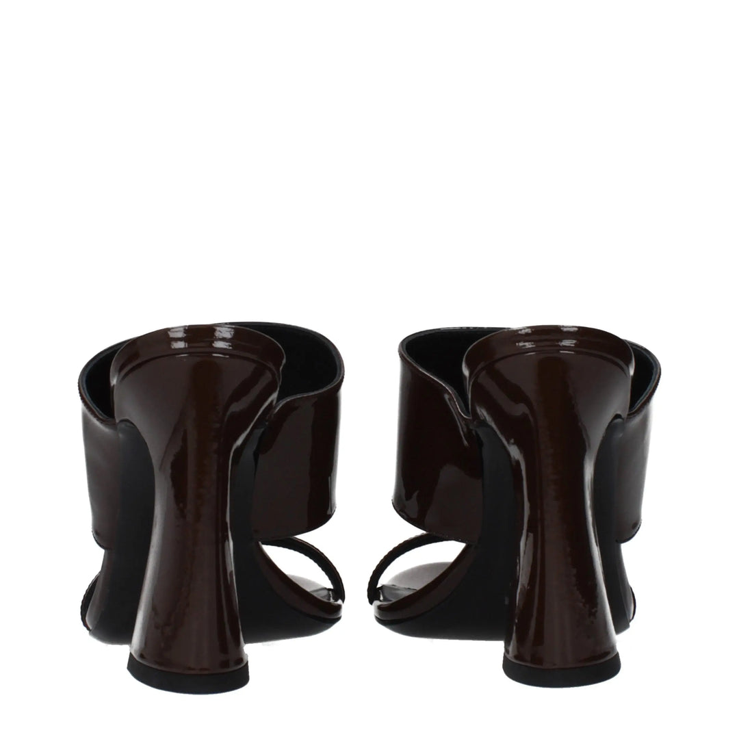 Brown Leather Stiletto Heel Sandals Versace