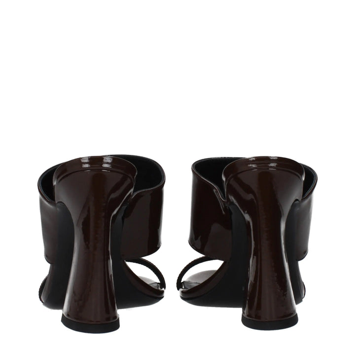 Brown Leather Stiletto Heel Sandals Versace