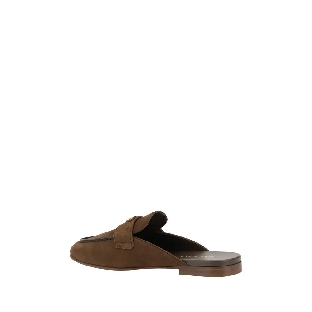 Brown Calf Leather Bos Taurus Mules Prada