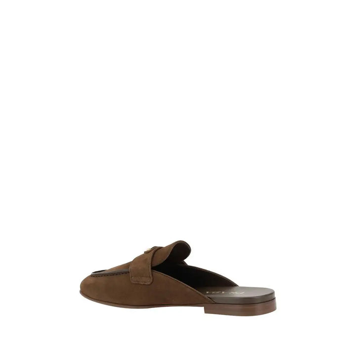 Brown Calf Leather Bos Taurus Mules Prada