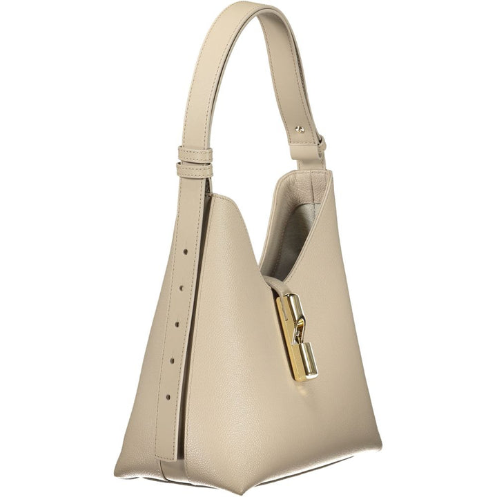 Beige Leather Women Handbag Furla