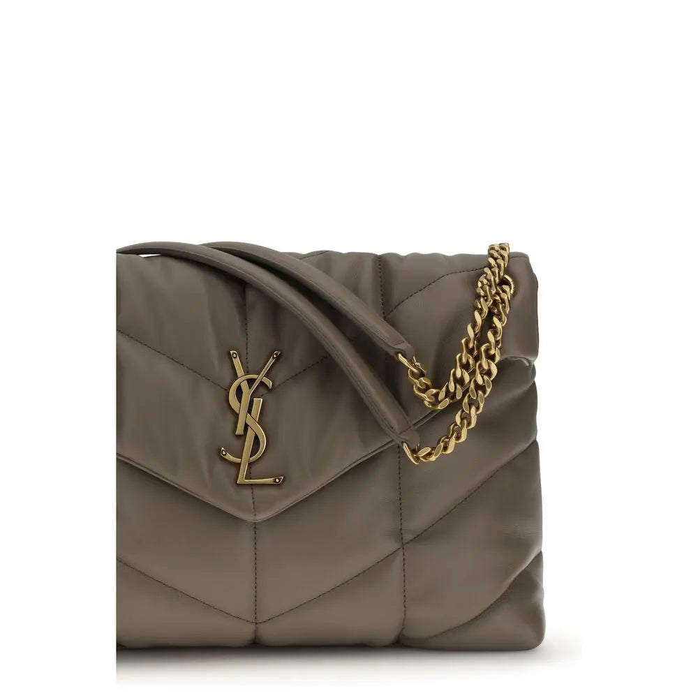 Gray Lamb Leather Shoulder Bag Saint Laurent