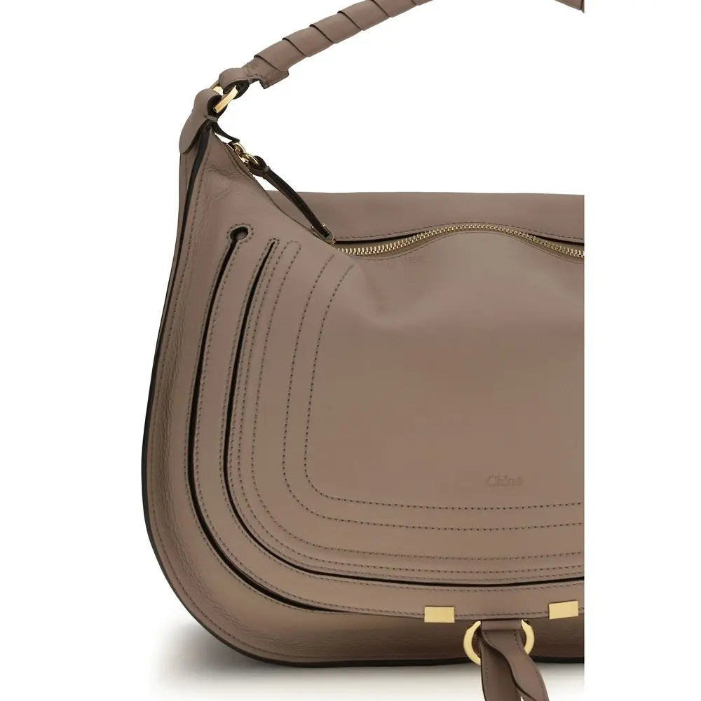 Beige Calf Leather Bos Taurus Shoulder Bag Chloé