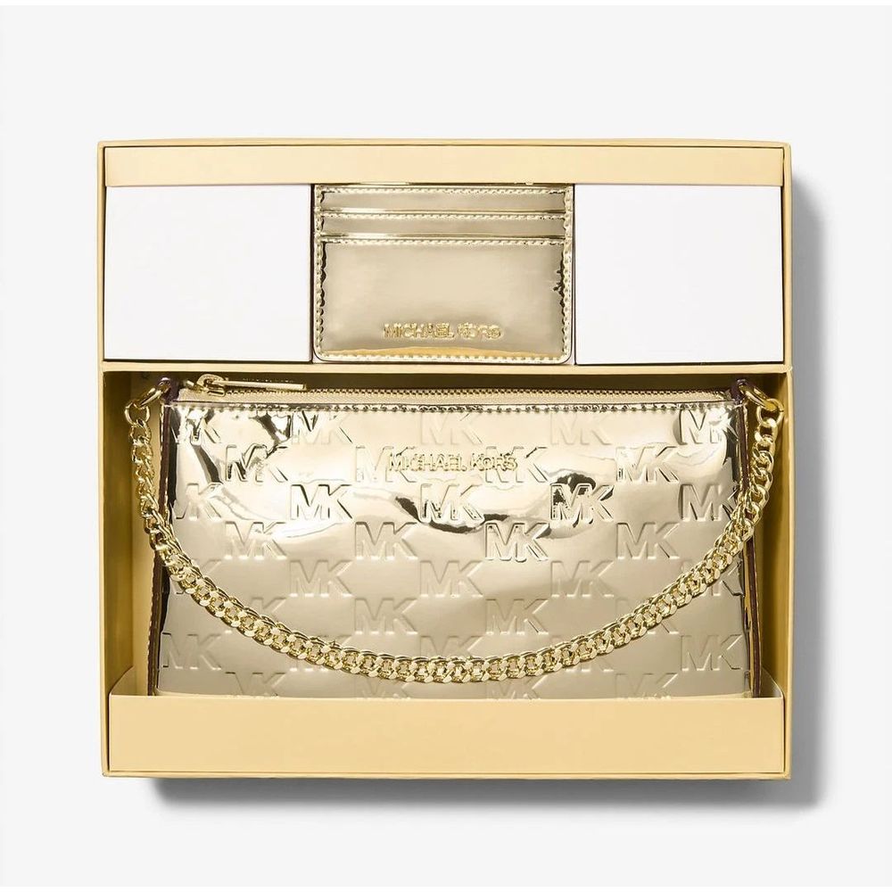 Gold Canvas Clutch Bag Michael Kors