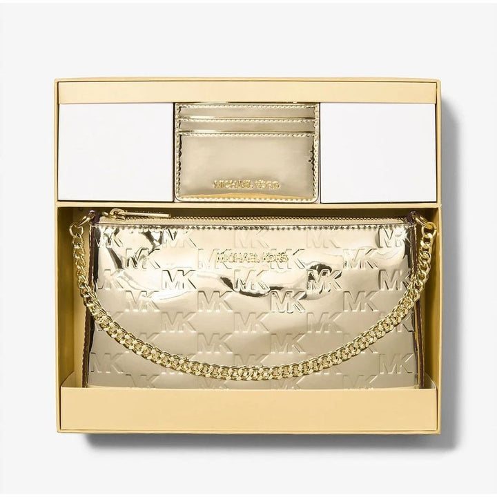 Gold Canvas Clutch Bag Michael Kors