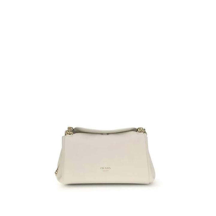 White Calf Leather Bos Taurus Shoulder Bag Prada