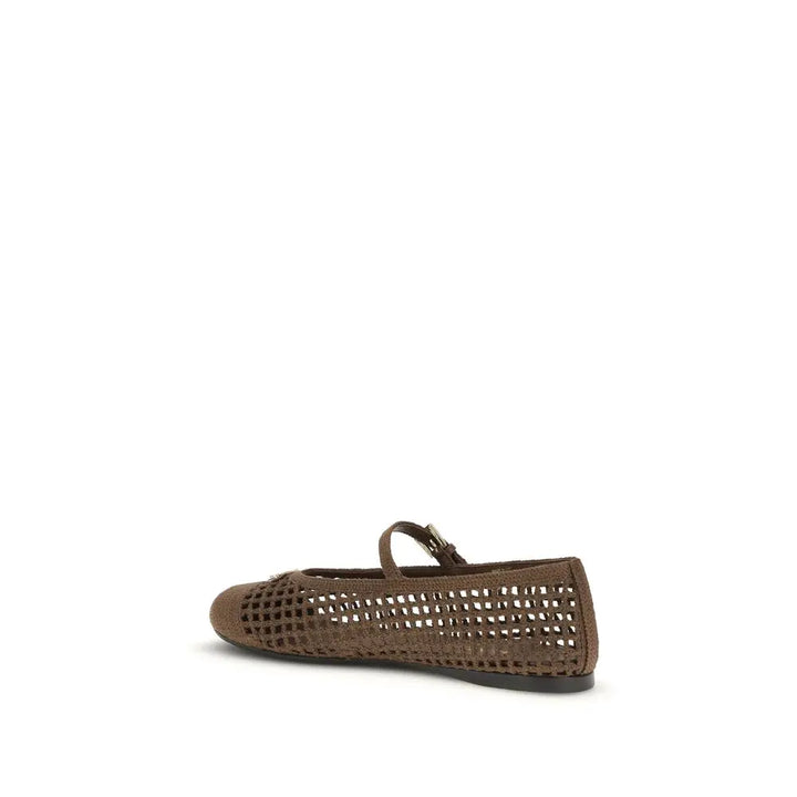 Brown Cotton Ballet Flats Prada