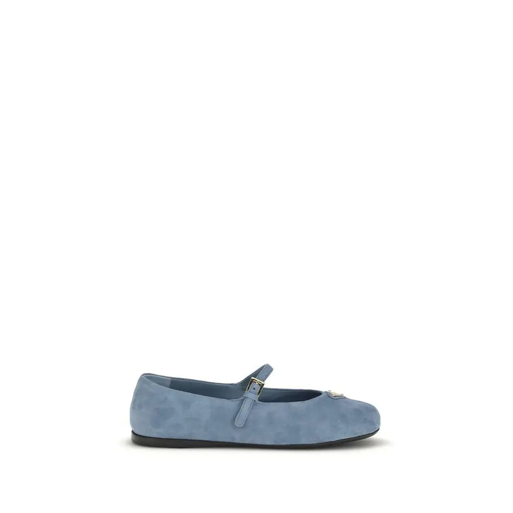Blue Goatskin Ballet Flats Prada