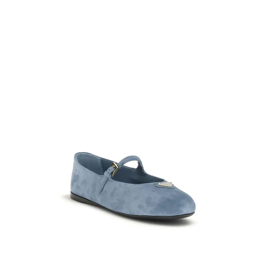Blue Goatskin Ballet Flats Prada