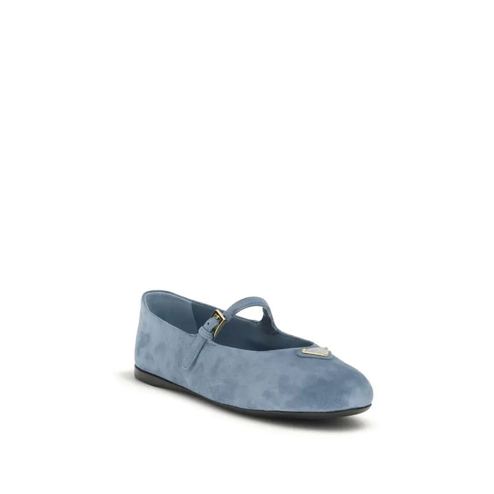 Blue Goatskin Ballet Flats Prada