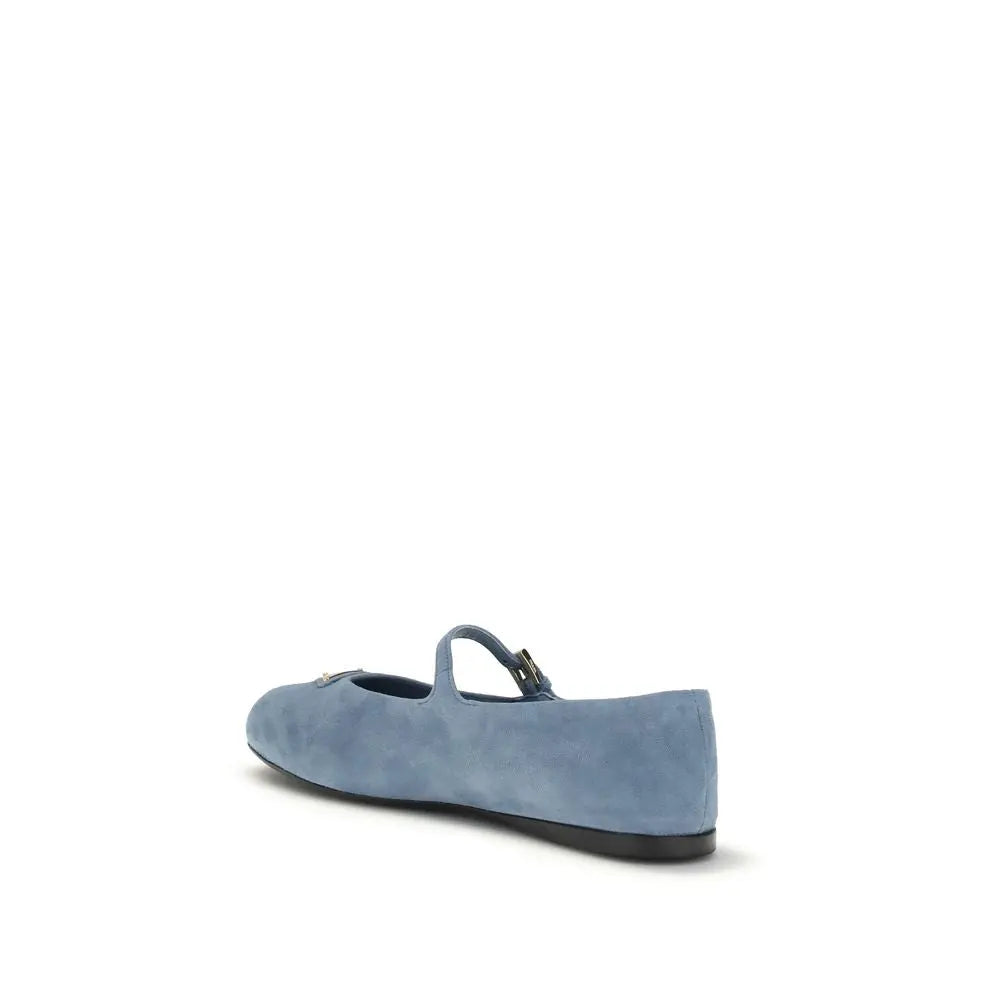 Blue Goatskin Ballet Flats Prada