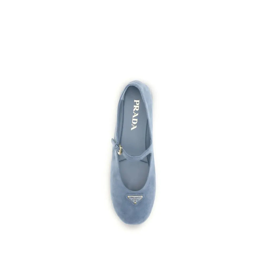 Blue Goatskin Ballet Flats Prada