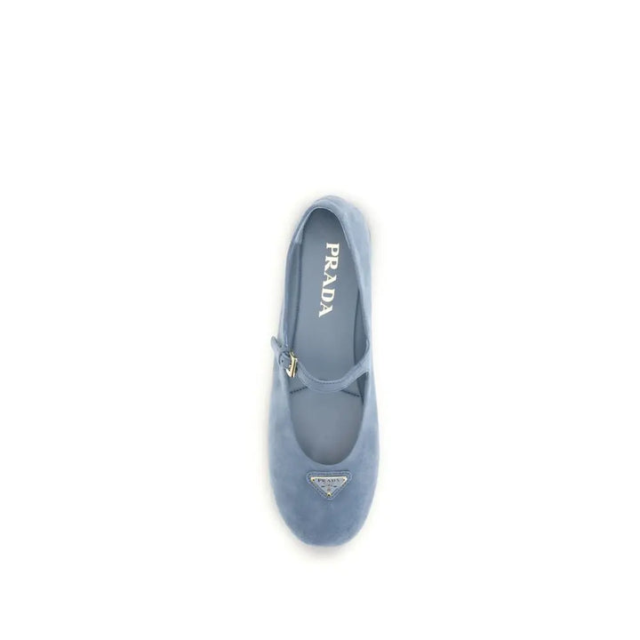 Blue Goatskin Ballet Flats Prada