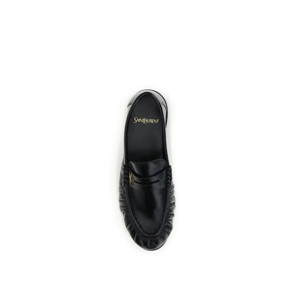 Black Lamb Ovis Aries Aries Slip-On Loafers Saint Laurent